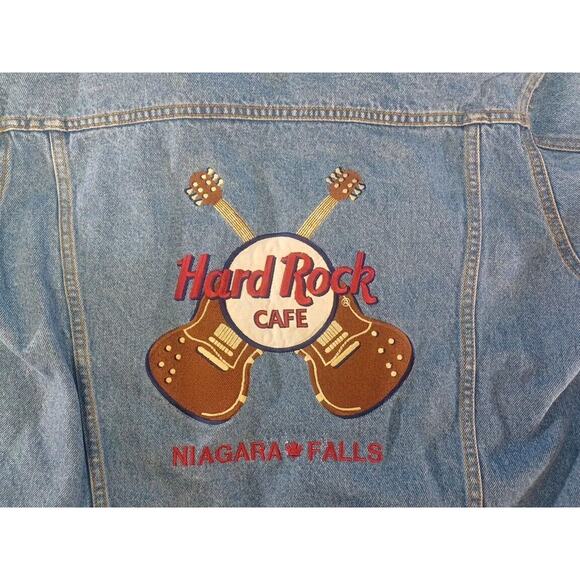 Vintage Hard Rock Cafe Jacket Mens Small Jean Denim Trucker Niagara Falls - Picture 2 of 9